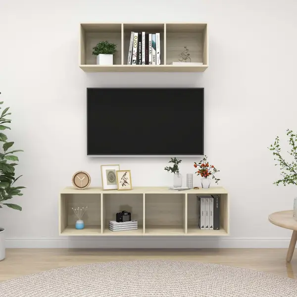 Gossi set de dulapuri tv, 2 piese, stejar sonoma, lemn prelucrat