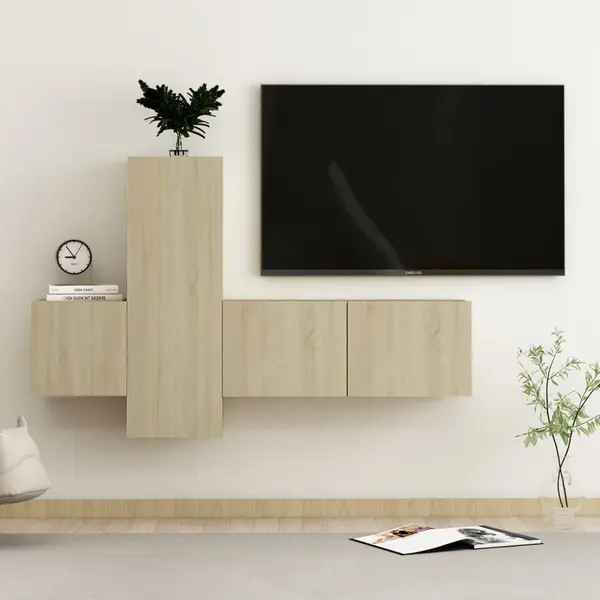 Gossi set de dulapuri tv, 3 piese, stejar sonoma, lemn prelucrat
