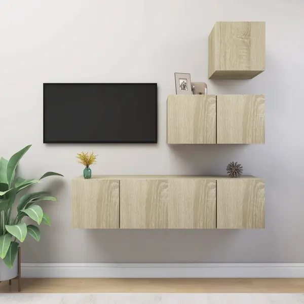 Gossi set de dulapuri tv, 4 piese, stejar sonoma, lemn prelucrat