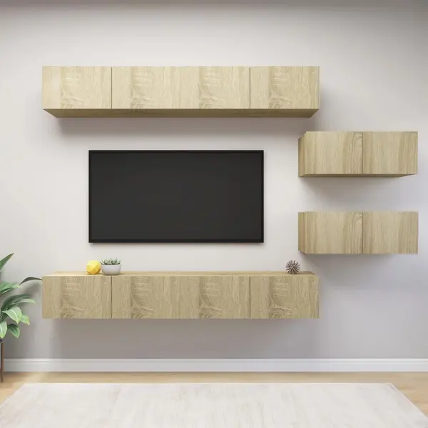 Gossi set de dulapuri tv, 6 piese, stejar sonoma, lemn prelucrat
