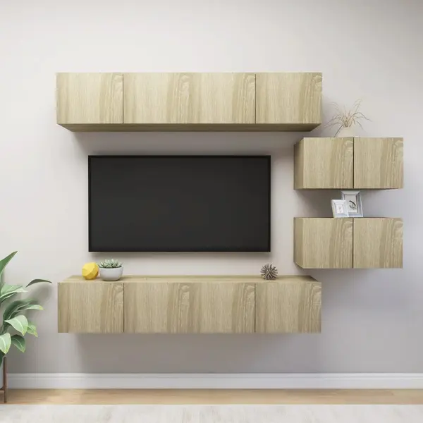 Gossi set de dulapuri tv, 6 piese, stejar sonoma, lemn prelucrat