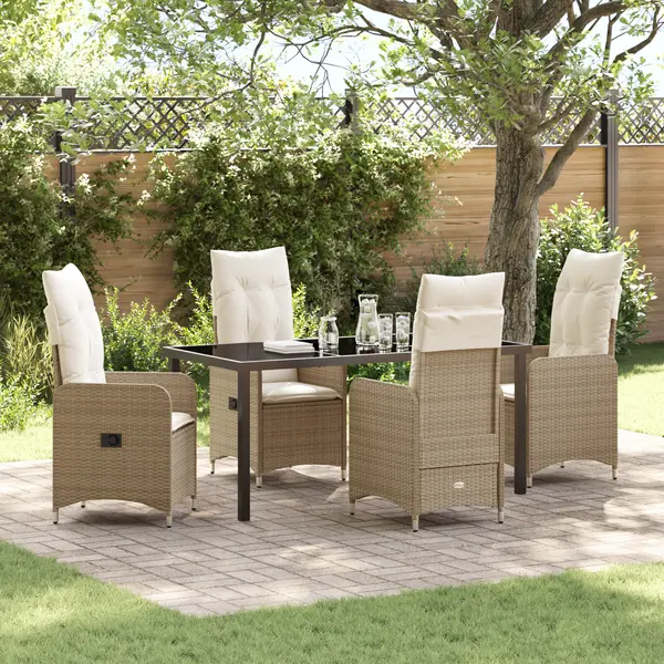 Gossi set de masa de gradina cu 5 piese cu perne bej ratan polimer