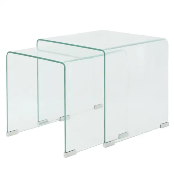 Gossi set de masa din sticla securit transparenta, stivuibil, 2 piese