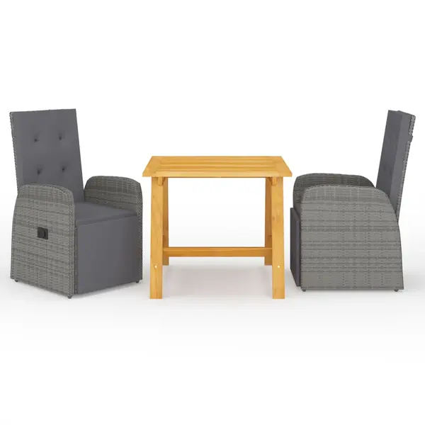 Gossi set de masa pentru gradina, 3 piese, gri
