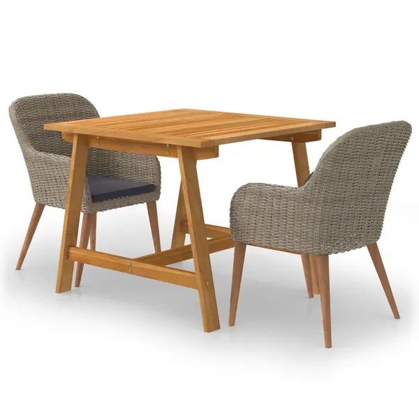 Gossi set de masa pentru gradina, 3 piese, maro