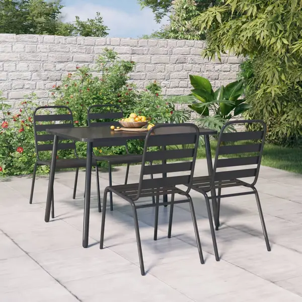 Gossi set de masa pentru gradina, 5 piese, antracit, otel