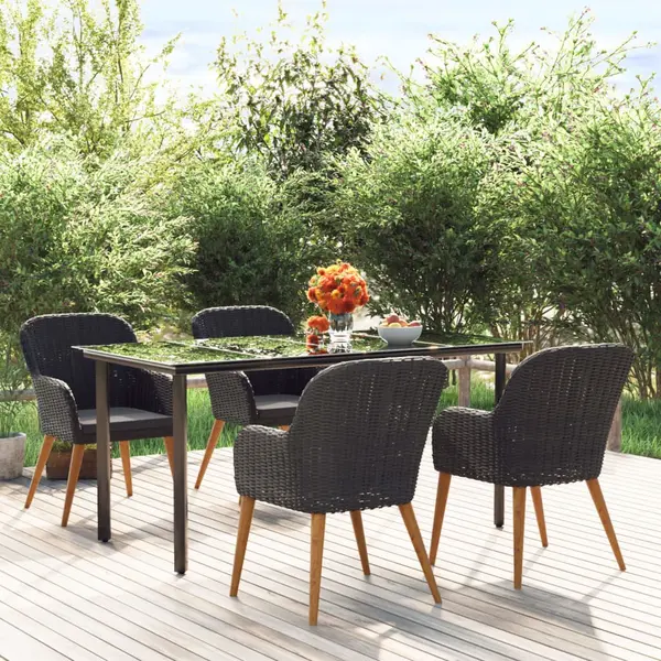Gossi set de masa pentru gradina, 5 piese, cu perne, negru