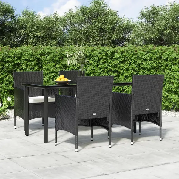 Gossi set de masa pentru gradina, 5 piese, cu perne, negru