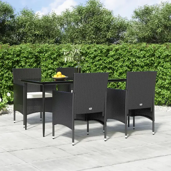 Gossi set de masa pentru gradina, 5 piese, cu perne, negru
