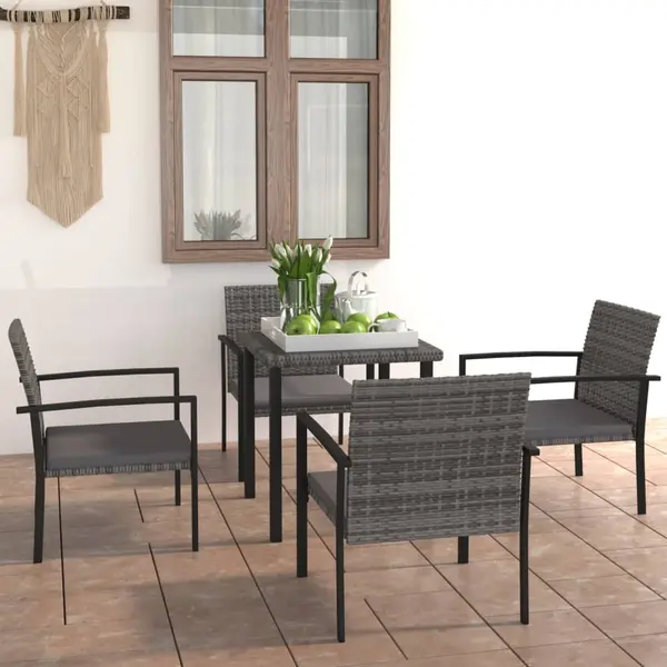 Gossi set de masa pentru gradina, 5 piese, gri, poliratan