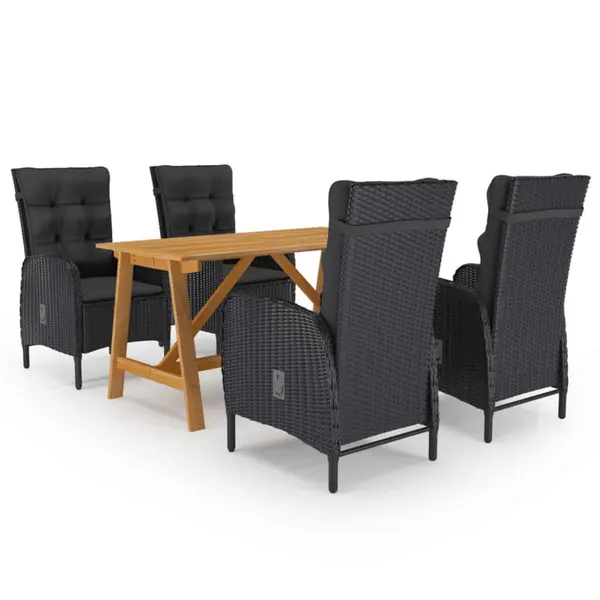 Gossi set de masa pentru gradina, 5 piese, negru