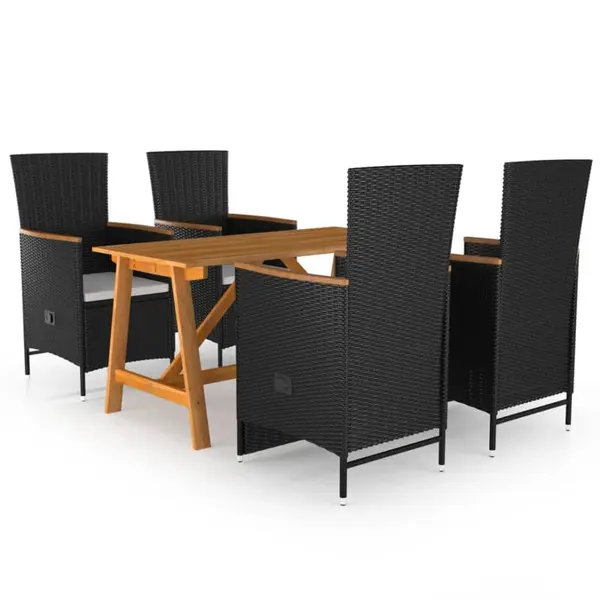 Gossi set de masa pentru gradina, 5 piese, negru