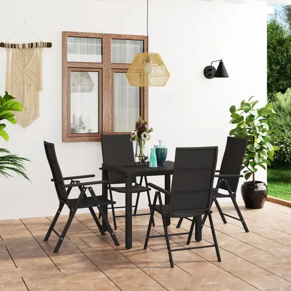 Gossi set de masa pentru gradina, 5 piese, negru