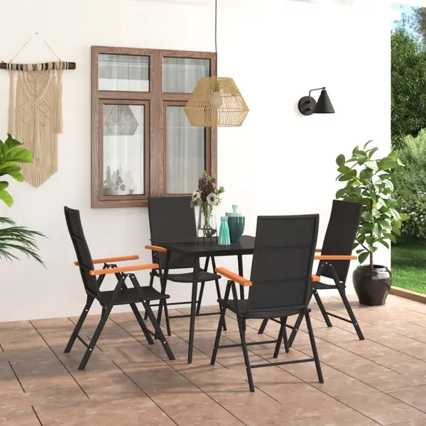 Gossi set de masa pentru gradina, 5 piese, negru si maro