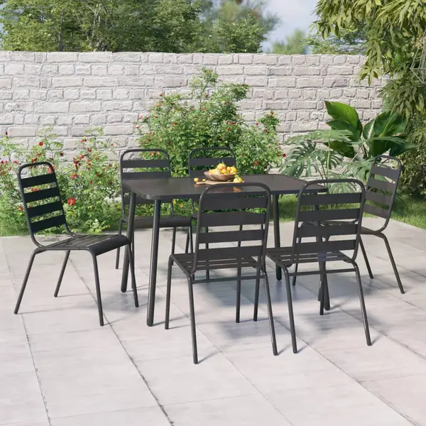 Gossi set de masa pentru gradina, 7 piese, antracit, otel