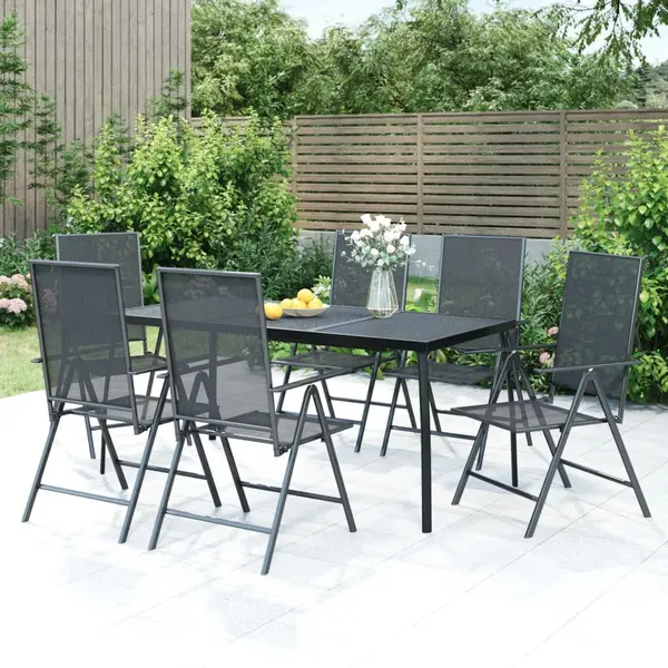 Gossi set de masa pentru gradina, 7 piese, antracit, otel