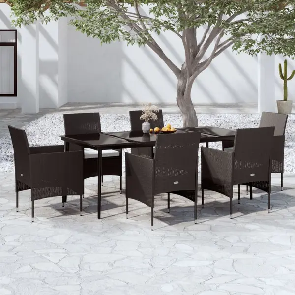 Gossi set de masa pentru gradina, 7 piese, cu perne, negru