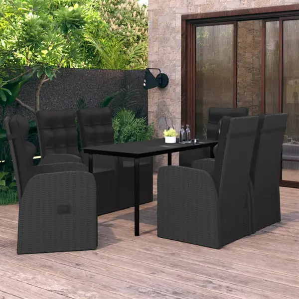 Gossi set de masa pentru gradina, 7 piese, cu perne, negru