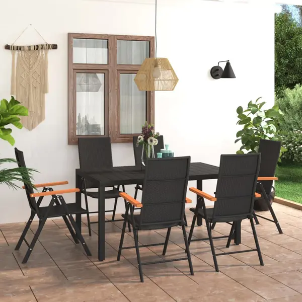 Gossi set de masa pentru gradina, 7 piese, negru si maro