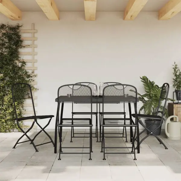 Gossi set de masa pentru gradina, 7 piese, plasa metalica antracit