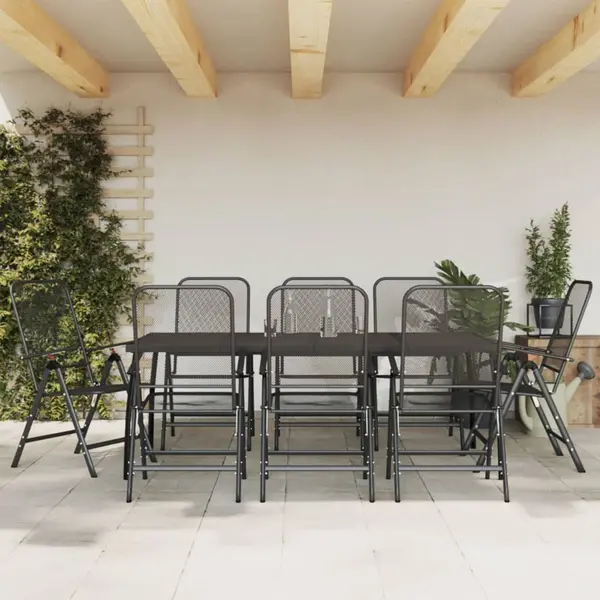 Gossi set de masa pentru gradina, 9 piese, plasa metalica antracit