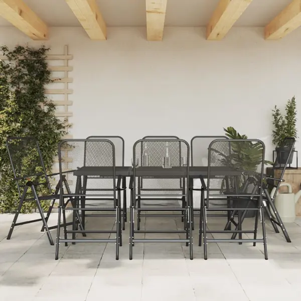 Gossi set de masa pentru gradina, 9 piese, plasa metalica antracit