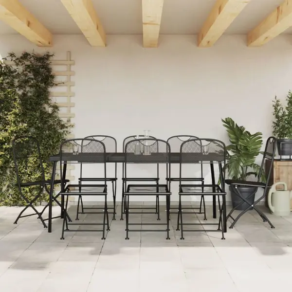 Gossi set de masa pentru gradina, 9 piese, plasa metalica antracit