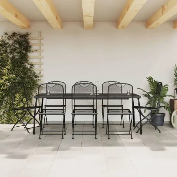 Gossi set de masa pentru gradina, 9 piese, plasa metalica antracit