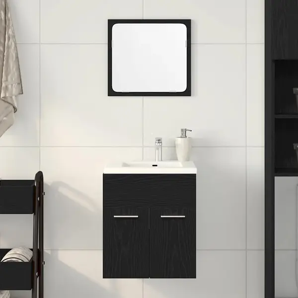 Gossi set de mobilier de baie din 2 piese din lemn de stejar negru