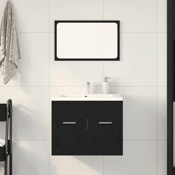 Gossi set de mobilier de baie din 2 piese din lemn de stejar negru