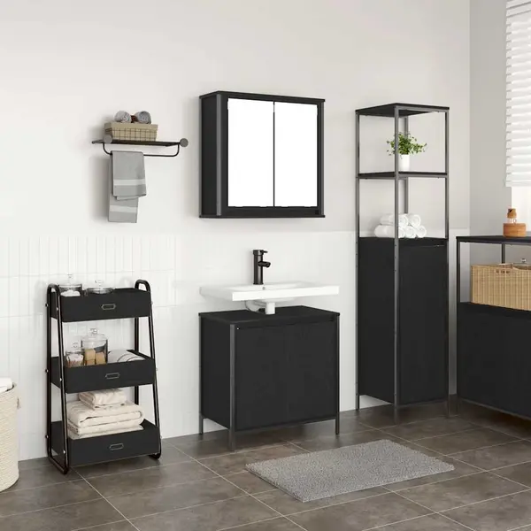 Gossi set de mobilier de baie din 2 piese din lemn de stejar negru