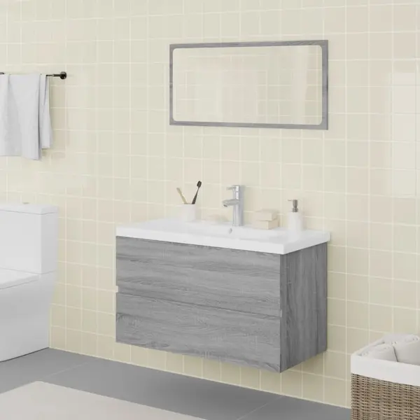 Gossi set de mobilier de baie, gri sonoma, lemn prelucrat