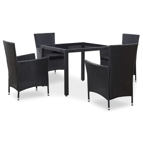 Gossi set de mobilier de exterior, 5 piese, negru, poliratan