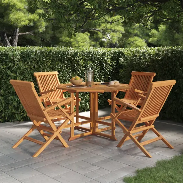 Gossi set de mobilier de exterior pliabil, 5 piese, lemn masiv de tec