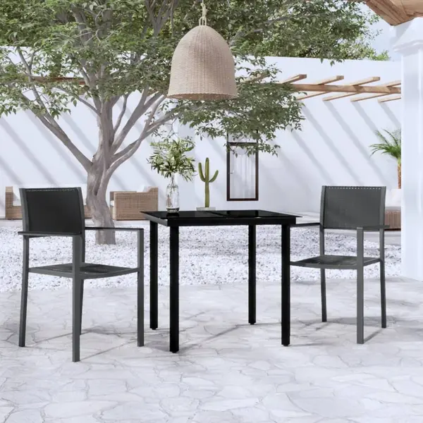 Gossi set de mobilier de gradina, 3 piese, negru