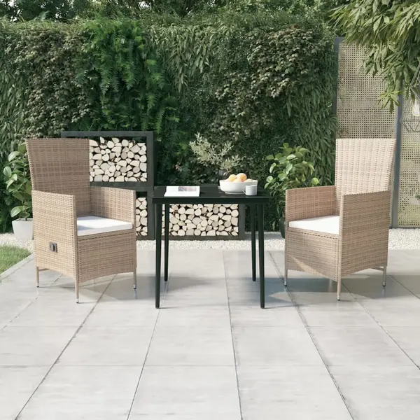Gossi set de mobilier de gradina, cu perne, 3 piese, bej