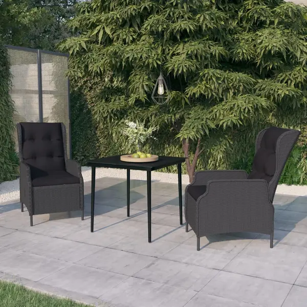 Gossi set de mobilier pentru gradina, 3 piese, gri inchis