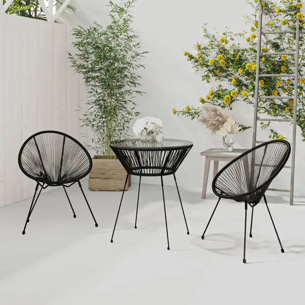 Gossi set de mobilier pentru gradina, 3 piese, negru