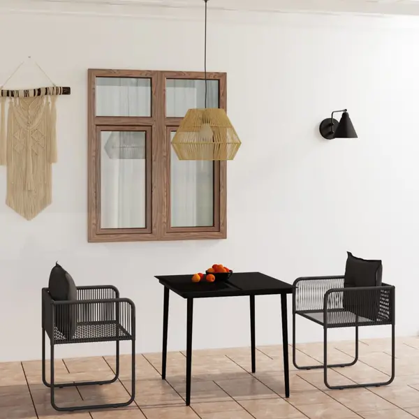 Gossi set de mobilier pentru gradina, 3 piese, negru