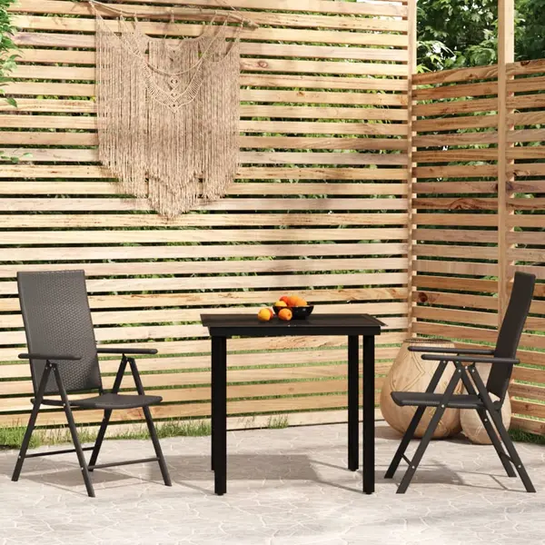 Gossi set de mobilier pentru gradina, 3 piese, negru