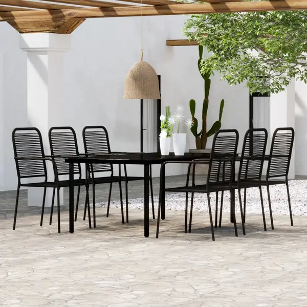 Gossi set de mobilier pentru gradina, 7 piese, negru