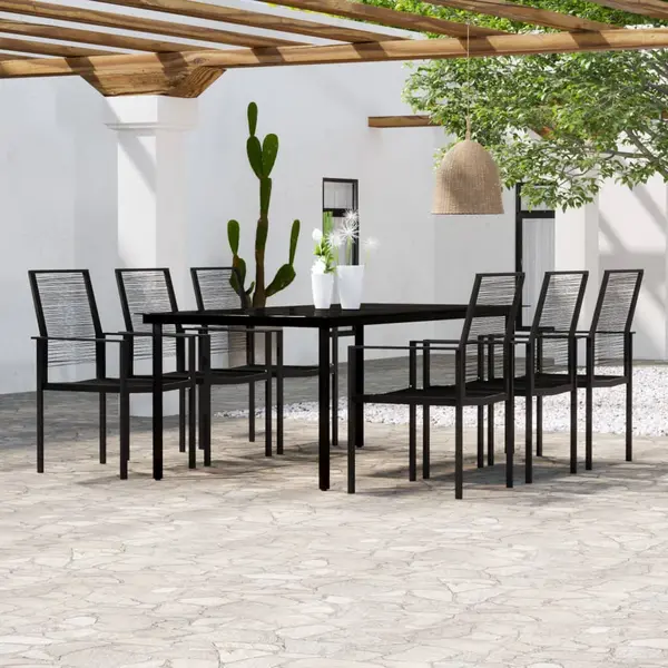 Gossi set de mobilier pentru gradina, 7 piese, negru