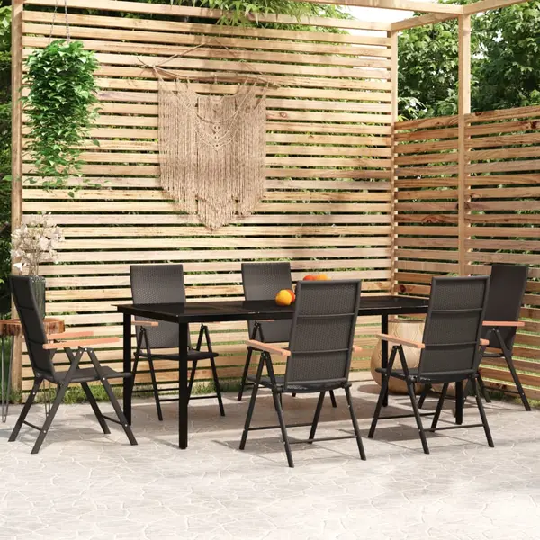 Gossi set de mobilier pentru gradina, 7 piese, negru