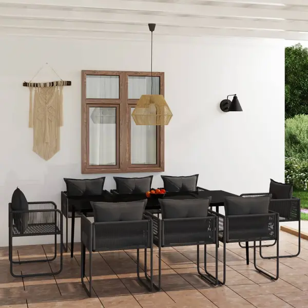Gossi set de mobilier pentru gradina, 9 piese, negru
