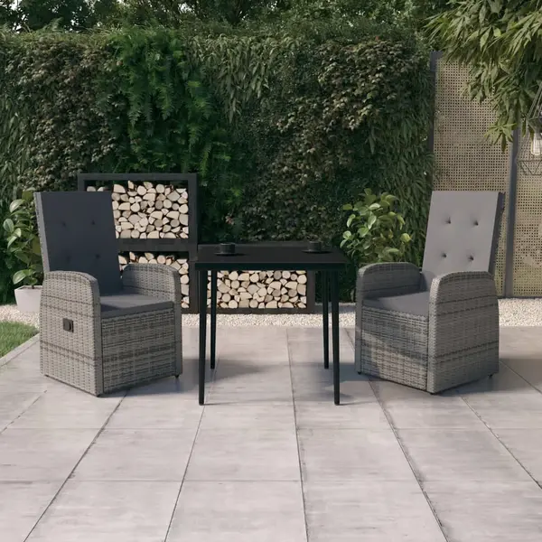Gossi set de mobilier pentru gradina, cu perne, 3 piese, gri