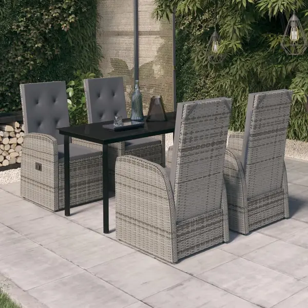 Gossi set de mobilier pentru gradina, cu perne, 5 piese, gri