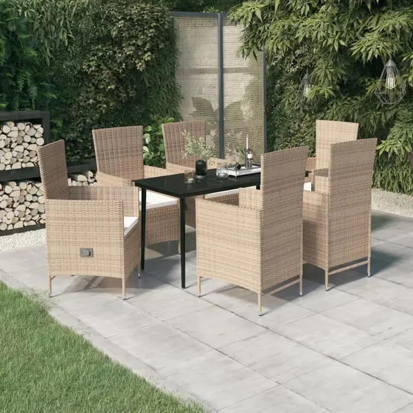 Gossi set de mobilier pentru gradina cu perne, 7 piese, bej