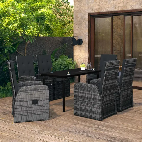 Gossi set de mobilier pentru gradina, cu perne, 7 piese, gri