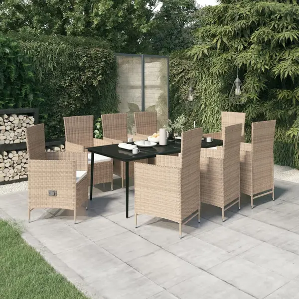 Gossi set de mobilier pentru gradina cu perne, 9 piese, bej