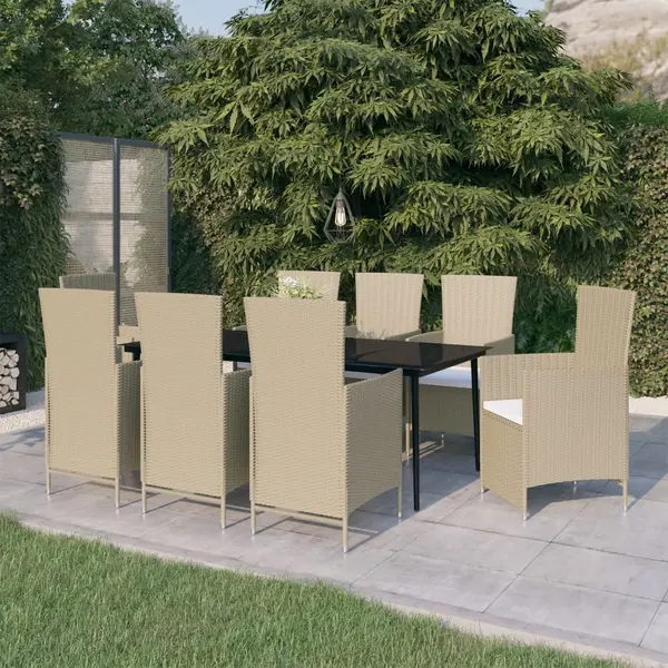 Gossi set de mobilier pentru gradina, cu perne, 9 piese, bej